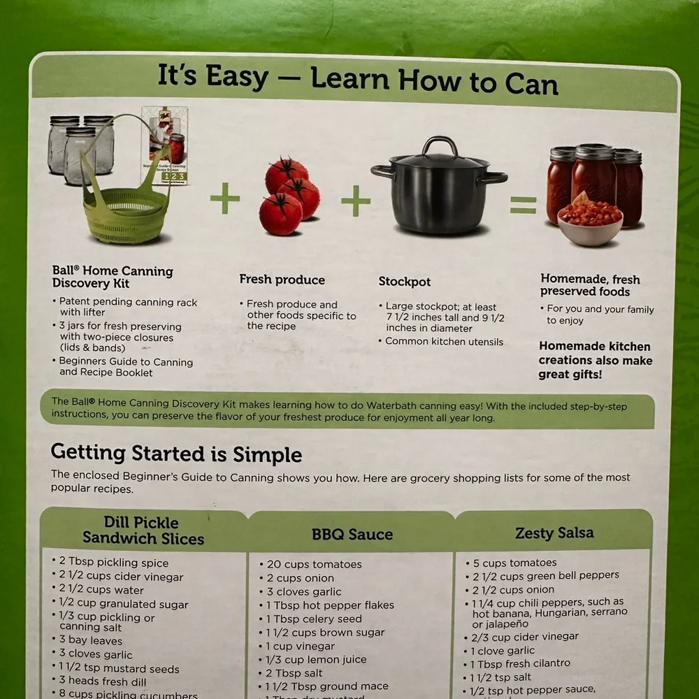 NIB Ball Canning Discovery Kit with Small-Batch Rack, 3 Jars and Recipe Book